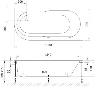 Гидромассажная ванна Royal Bath Azur De Luxe 140x80см правая белый RB614200DL-R
